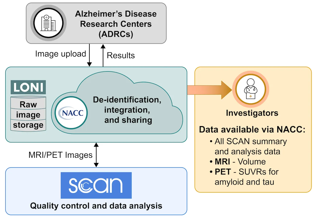 A schematic of data flow. The caption describes this schematic.